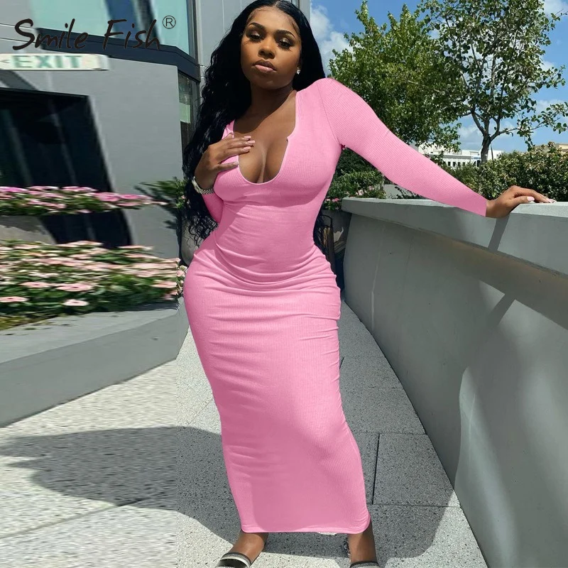 Office Lady Bodycon Sexy Party Midi Dress Tube Women Skinny Summer Long Sleeve Clubwear Deep V-neck Ribbed Sheath Solid G2821
Office Lady Bodycon Sexy Party Midi Dress Tube Women Skinny Summer Long Sleeve Clubwear Deep V-neck Ribbed Sheath Solid G2821