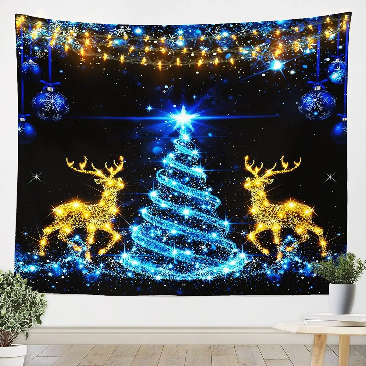 Blue Christmas Tree Tapestry Gold Sequins Deer Print Wall Hanging Christmas Theme Wall Blanket Tapestries for Kids Boys Girls
Blue Christmas Tree Tapestry Gold Sequins Deer Print Wall Hanging Christmas Theme Wall Blanket Tapestries for Kids Boys Girls