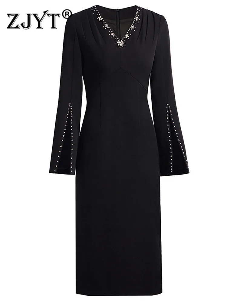 Luxury Diamonds Beading Cocktail Party Dresses for Women Elegant V Neck Straight Office Business Vestidos Female Evening Robes
Luxury Diamonds Beading Cocktail Party Dresses for Women Elegant V Neck Straight Office Business Vestidos Female Evening Robes