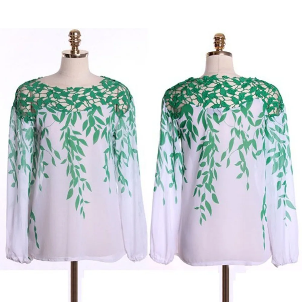 Printed Green Leaf Hollow Strapless Blouse Long Sleeve Ladies Ladies Top Lace Crochet Chiffon Blusa Cotton Blouse
Printed Green Leaf Hollow Strapless Blouse Long Sleeve Ladies Ladies Top Lace Crochet Chiffon Blusa Cotton Blouse