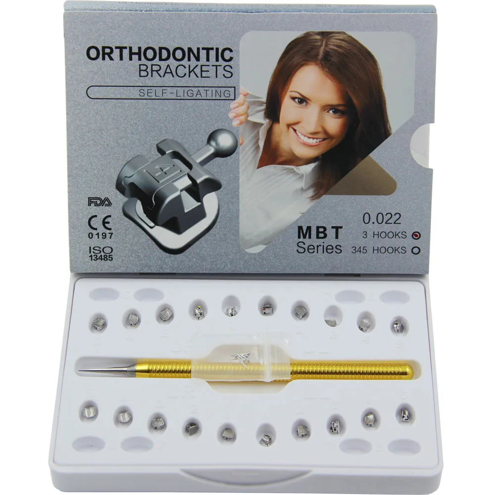 Orthodontic Brackets Dental Metal Self-Ligating Bracket with Activity Hooks and Tool MBT Roth 022 for Dentist Clinic
Orthodontic Brackets Dental Metal Self-Ligating Bracket with Activity Hooks and Tool MBT Roth 022 for Dentist Clinic