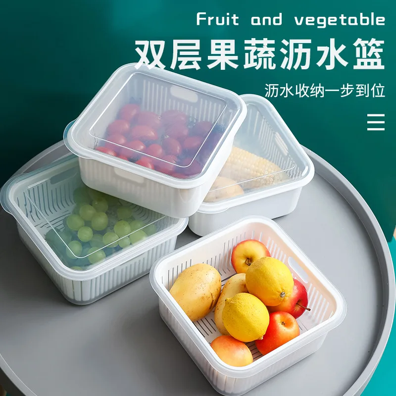 Double layer drain basket washing basket refrigerator fruit fresh-keeping box creative multi-functional vegetable storage
Double layer drain basket washing basket refrigerator fruit fresh-keeping box creative multi-functional vegetable storage