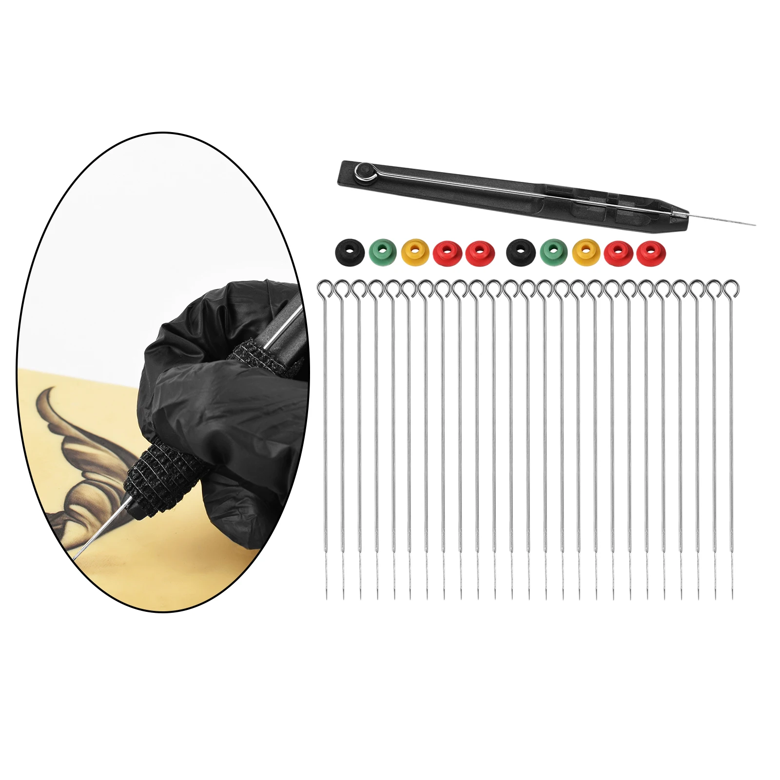 Hand Poke Tattoo Kit with 25 Needles with 10 Grommets DIY Accessaries for Tattooing Artists
Hand Poke Tattoo Kit with 25 Needles with 10 Grommets DIY Accessaries for Tattooing Artists