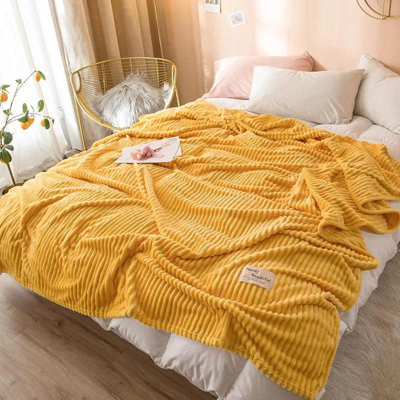 Blankets for Beds Solid Color Striped Flannel Blanket Thicken Warm Milk Fleece Blanket Winter Super Soft Bedspread Home Decor
Blankets for Beds Solid Color Striped Flannel Blanket Thicken Warm Milk Fleece Blanket Winter Super Soft Bedspread Home Decor