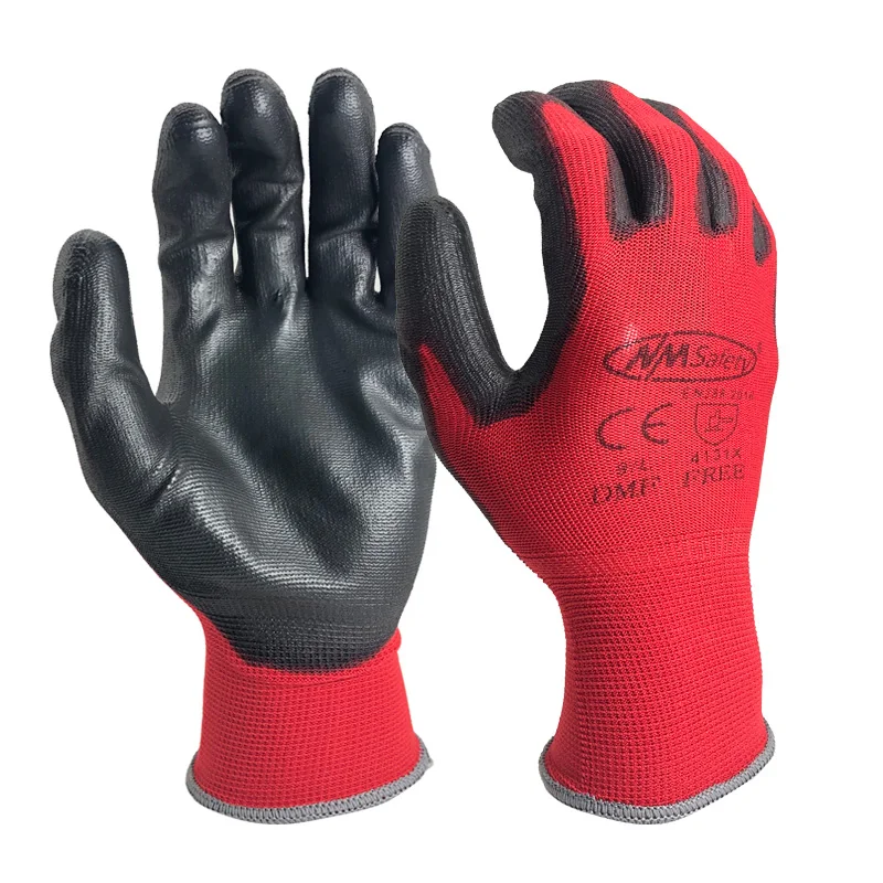 2022 New Safety Protective Work Glove Coated PU Rubber Palm With Knitted Red Nylon Liner for Women's Garden Men's Construction
2022 New Safety Protective Work Glove Coated PU Rubber Palm With Knitted Red Nylon Liner for Women's Garden Men's Construction