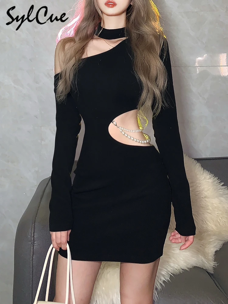 Sylcue Mystery Sexy Stretch Slim Irregular Design Sense Tailoring Stitching Pearl Chain Half Off-Shoulder Long-Sleeved Dress
Sylcue Mystery Sexy Stretch Slim Irregular Design Sense Tailoring Stitching Pearl Chain Half Off-Shoulder Long-Sleeved Dress