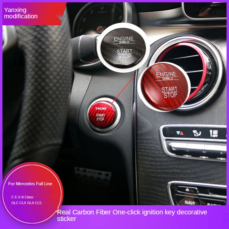 Для Mercedes-Benz C/Glc/Gla/Cla/Gls/Gle, натуральное углеродное волокно, Модифицированная однокнопочная кнопка пуска, наклейка, украшение автомобиля
Для Mercedes-Benz C/Glc/Gla/Cla/Gls/Gle, натуральное углеродное волокно, Модифицированная однокнопочная кнопка пуска, наклейка, украшение автомобиля