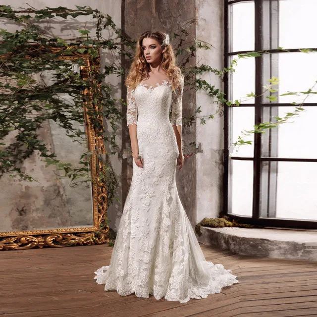 vestidos de noivas Illusion Backless Mermaid Bridal Dresses 2017 China Wedding Dresses Lace vestido de noiva sereia com manga
vestidos de noivas Illusion Backless Mermaid Bridal Dresses 2017 China Wedding Dresses Lace vestido de noiva sereia com manga