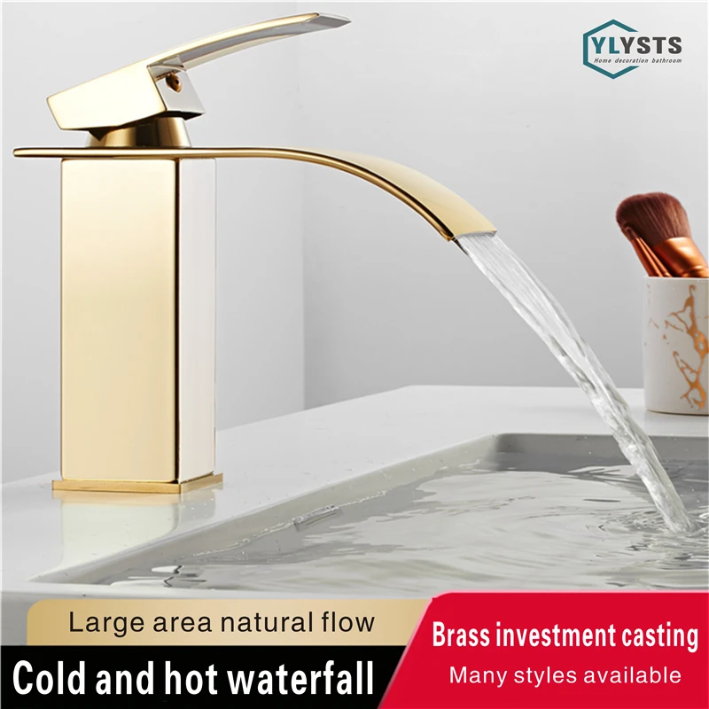 Waterfall golden faucet Wash basin wash basin cold and hot faucet waterfall basin faucet t
Waterfall golden faucet Wash basin wash basin cold and hot faucet waterfall basin faucet t