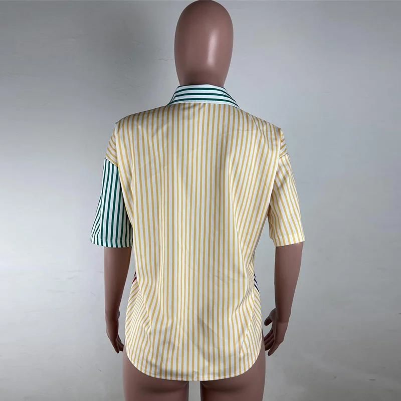 Striped Colored Fashion Women Shirts Splicing Print Pocket Single Breasted Ladies Loose Top 2021 Summer Casual Streetwear Shirt
Striped Colored Fashion Women Shirts Splicing Print Pocket Single Breasted Ladies Loose Top 2021 Summer Casual Streetwear Shirt