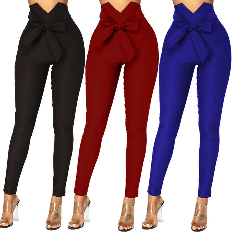 Women Fashion High Waist Casual Pants Fashion Ladies Bowknot Long Slim Skinny Pants Bandage Elastic Pencil Trousers With Sashes
Women Fashion High Waist Casual Pants Fashion Ladies Bowknot Long Slim Skinny Pants Bandage Elastic Pencil Trousers With Sashes