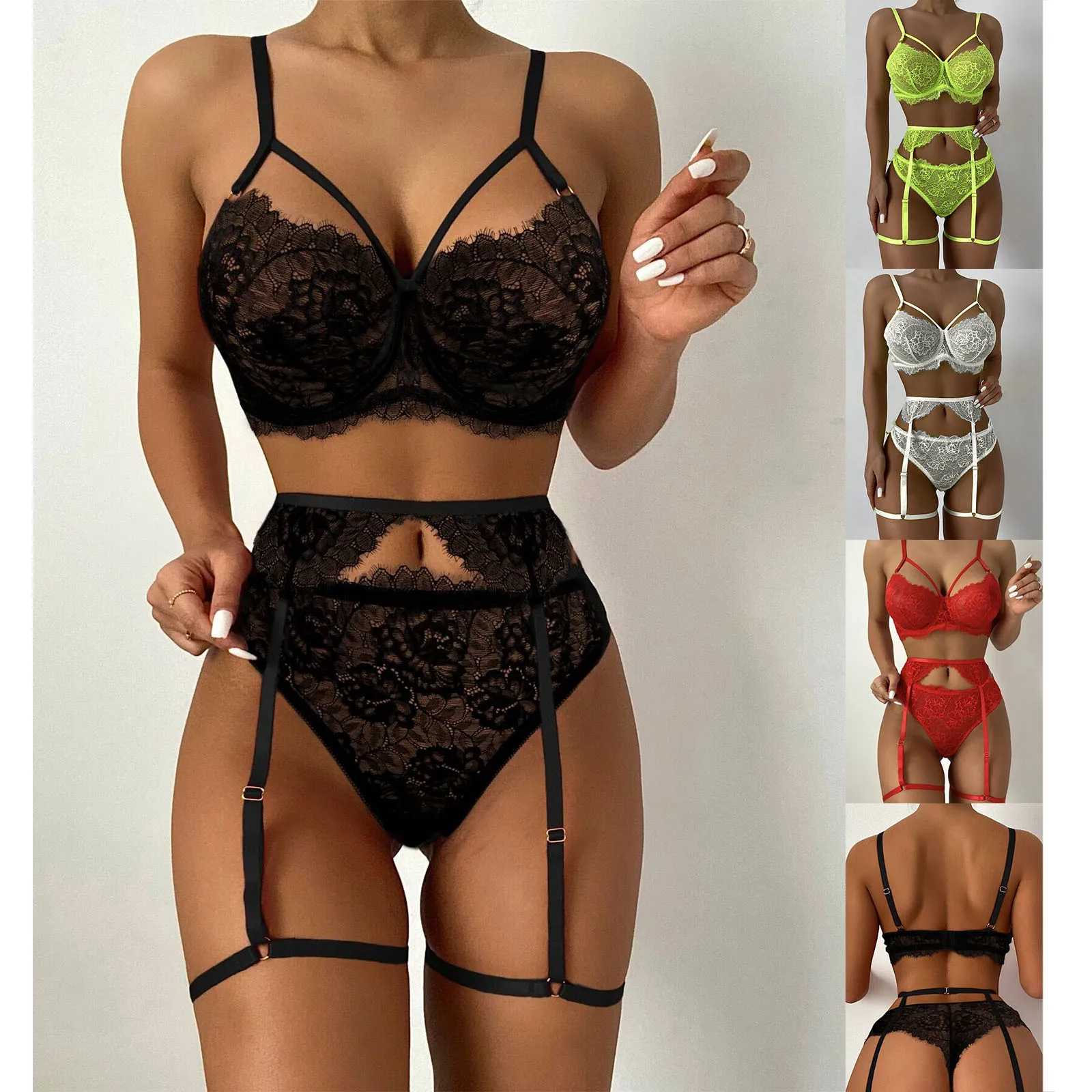 2021 Women Sexy Lace Floral 3pcs Exotic Sets Femme Lingeries with Thong Panties Garters Women See-through Exotic Valentine's Day
2021 Women Sexy Lace Floral 3pcs Exotic Sets Femme Lingeries with Thong Panties Garters Women See-through Exotic Valentine's Day