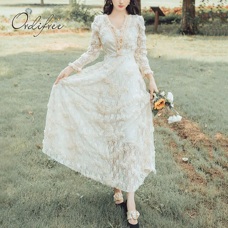Ordifree 2021 Summer Women Maxi Party Dress Long Sleeve Vintage White Lace Vocation Tunic Beach Long Dress 
Ordifree 2021 Summer Women Maxi Party Dress Long Sleeve Vintage White Lace Vocation Tunic Beach Long Dress