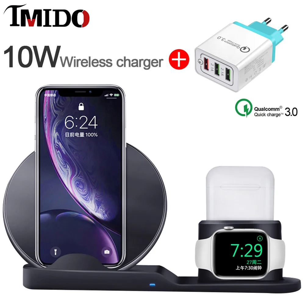 Быстрое зарядное устройство QC 3 0 для iPhone 11 pro iPad EU/US Plug в 1 10 Вт QI быстрое лучшее