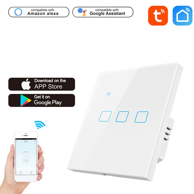 WIFI smart touch light switch APP remote control supports Alexa voice control EU standard AC 110V-240V 1/2/3/4gang Wall switches
WIFI smart touch light switch APP remote control supports Alexa voice control EU standard AC 110V-240V 1/2/3/4gang Wall switches