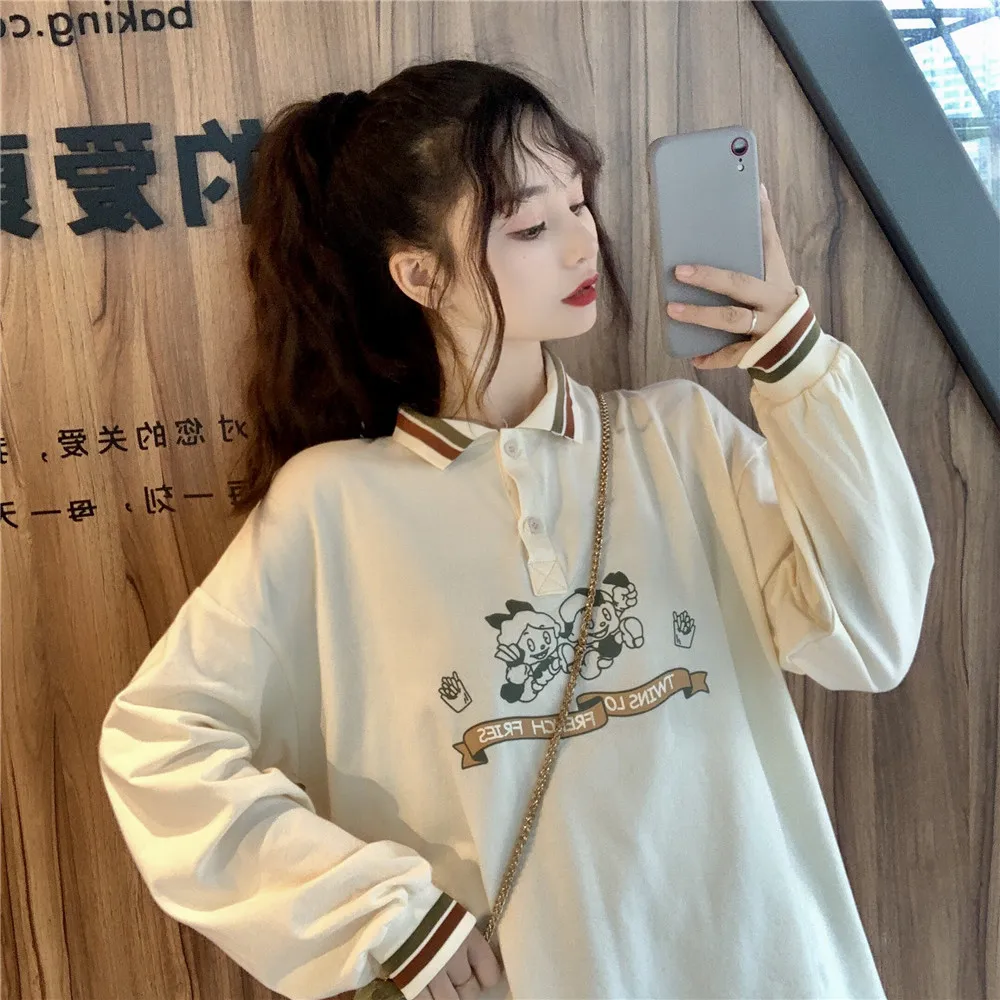 Women hoodie collar girl long sleeve T-shirt women loose fit Korean version versatile Harajuku top shirt women blouse hoodie
Women hoodie collar girl long sleeve T-shirt women loose fit Korean version versatile Harajuku top shirt women blouse hoodie