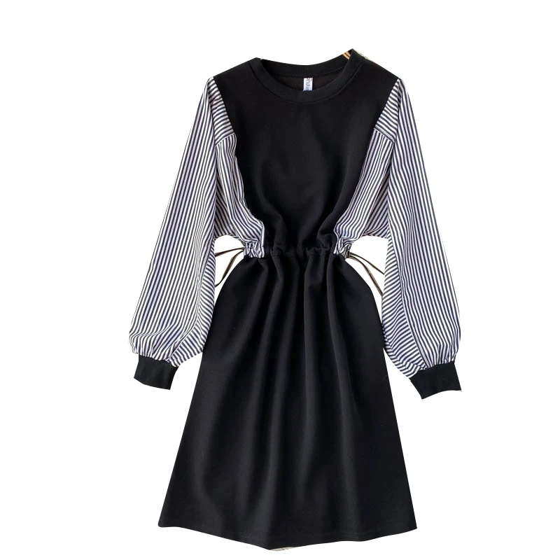 Autumn and Winter New Korean Dress Female Striped Color Matching Bat Sleeve Loose Drawstring Waist Short Dresses Women UK494
Autumn and Winter New Korean Dress Female Striped Color Matching Bat Sleeve Loose Drawstring Waist Short Dresses Women UK494