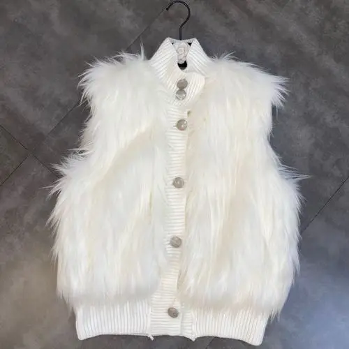 White Faux Fur Vest for Woman Sleeveless Single-Breasted Casual All-Match Streetwear Waistcoat Slim Fit Lady Outwears
White Faux Fur Vest for Woman Sleeveless Single-Breasted Casual All-Match Streetwear Waistcoat Slim Fit Lady Outwears