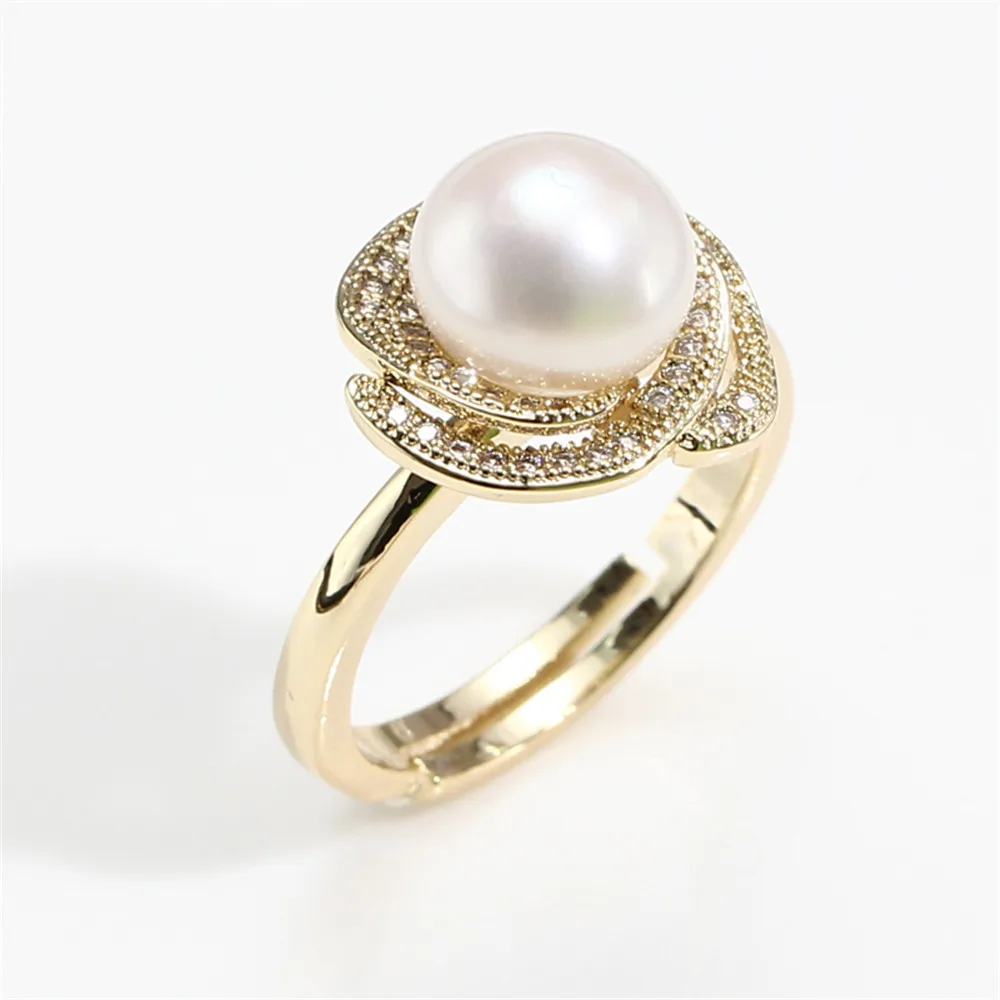 Flower ring empty holder 14K electroplated new micro-inlaid zircon freshwater pearl ring holder opening DIY hand accessories
Flower ring empty holder 14K electroplated new micro-inlaid zircon freshwater pearl ring holder opening DIY hand accessories