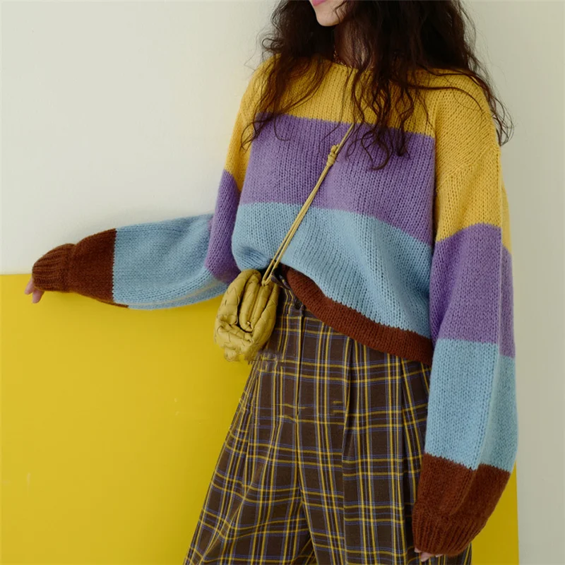 Women Knitted Sweater Fashion Pullovers Ladies Autumn Winter Loose Sweater Korean College Style Women Jumper
Women Knitted Sweater Fashion Pullovers Ladies Autumn Winter Loose Sweater Korean College Style Women Jumper