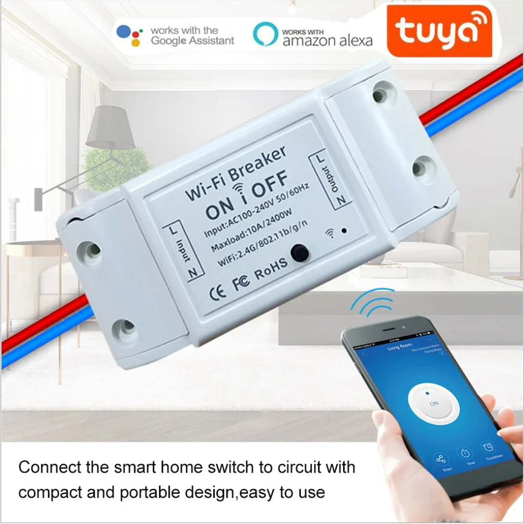 DIY WiFi Smart Switch can remotely control a variety of home appliances through the app Works with Alexa Google Home
DIY WiFi Smart Switch can remotely control a variety of home appliances through the app Works with Alexa Google Home
