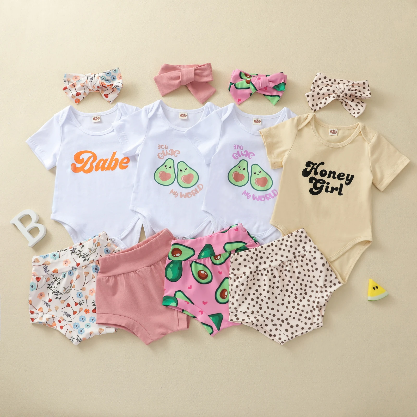 3 Pcs Newborn Baby Girls Summer Outfits Letter Print Short Sleeve O Neck Romper Print Shorts Headband Infant Toddler Sets 0-24M 
3 Pcs Newborn Baby Girls Summer Outfits Letter Print Short Sleeve O Neck Romper Print Shorts Headband Infant Toddler Sets 0-24M