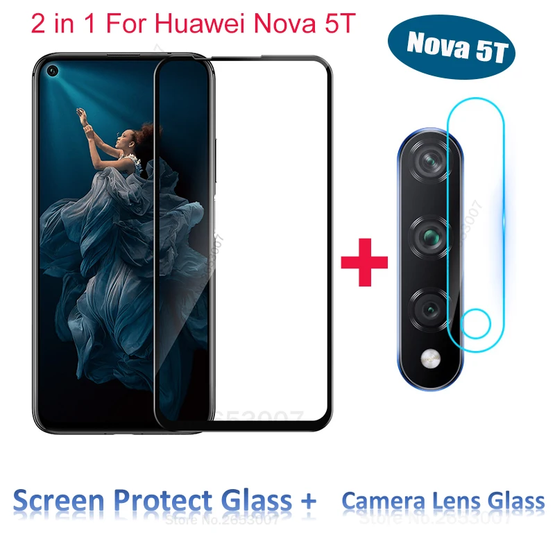 2 в 1 закаленное стекло + для объектива камеры Huawei Nova 5 T 6 26 дюймов защита стеклянный