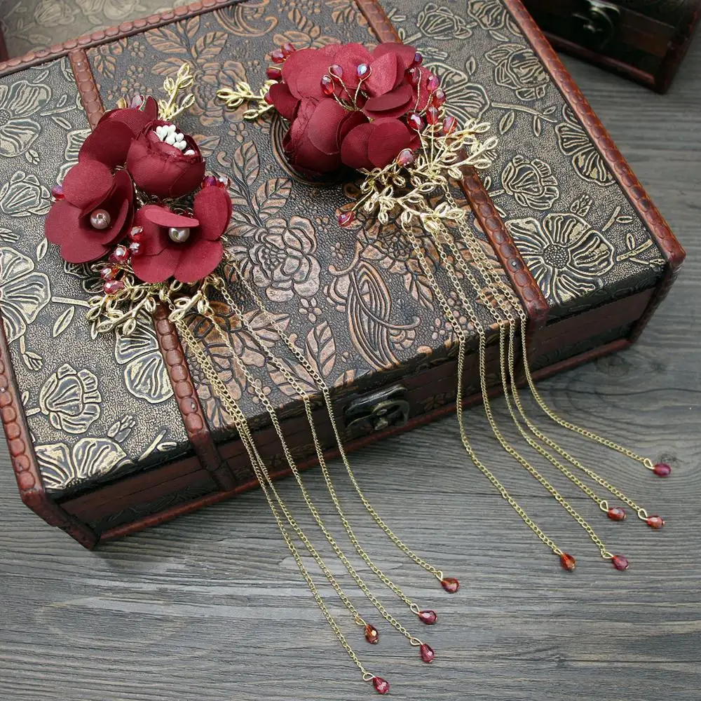 Red Flower Bride Hairpins Hair Clips for Women Wedding Headdress Headwear Party Dance Hair Pins Hair Accessories 
Red Flower Bride Hairpins Hair Clips for Women Wedding Headdress Headwear Party Dance Hair Pins Hair Accessories