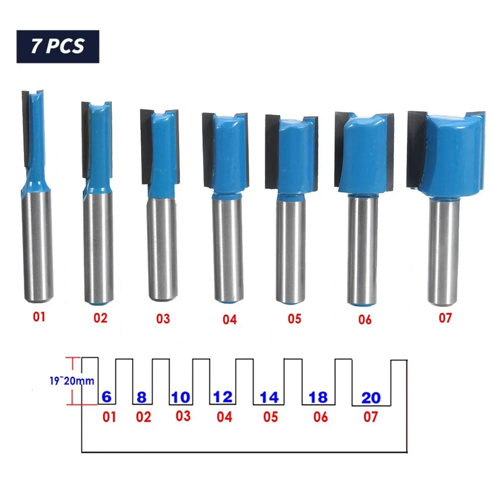 7pcs 8mm Shank Single Double Flute Straight Bit Milling Cutter For Wood Tungsten Shank Straight Woodworking Router Bit Set
7pcs 8mm Shank Single Double Flute Straight Bit Milling Cutter For Wood Tungsten Shank Straight Woodworking Router Bit Set