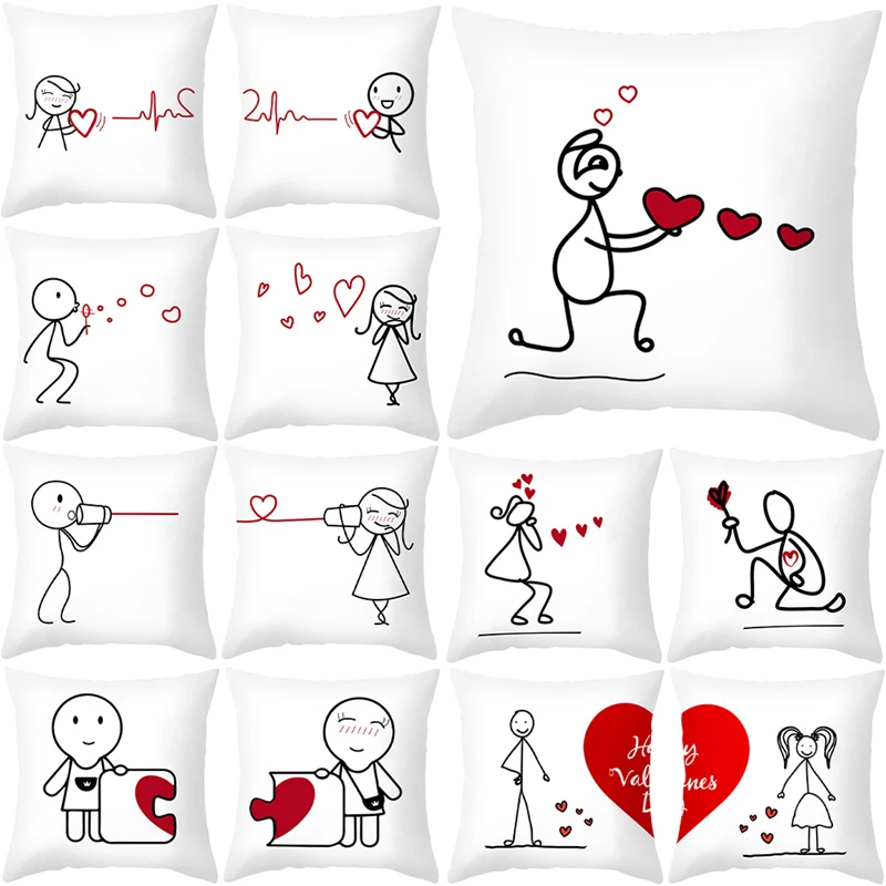 Valentine's Day Lovers Cushion Cover 45x45 Cartoon Pattern Square Home Decorative Throw Pillow Case Sweetheart Couple Pillowcase
Valentine's Day Lovers Cushion Cover 45x45 Cartoon Pattern Square Home Decorative Throw Pillow Case Sweetheart Couple Pillowcase