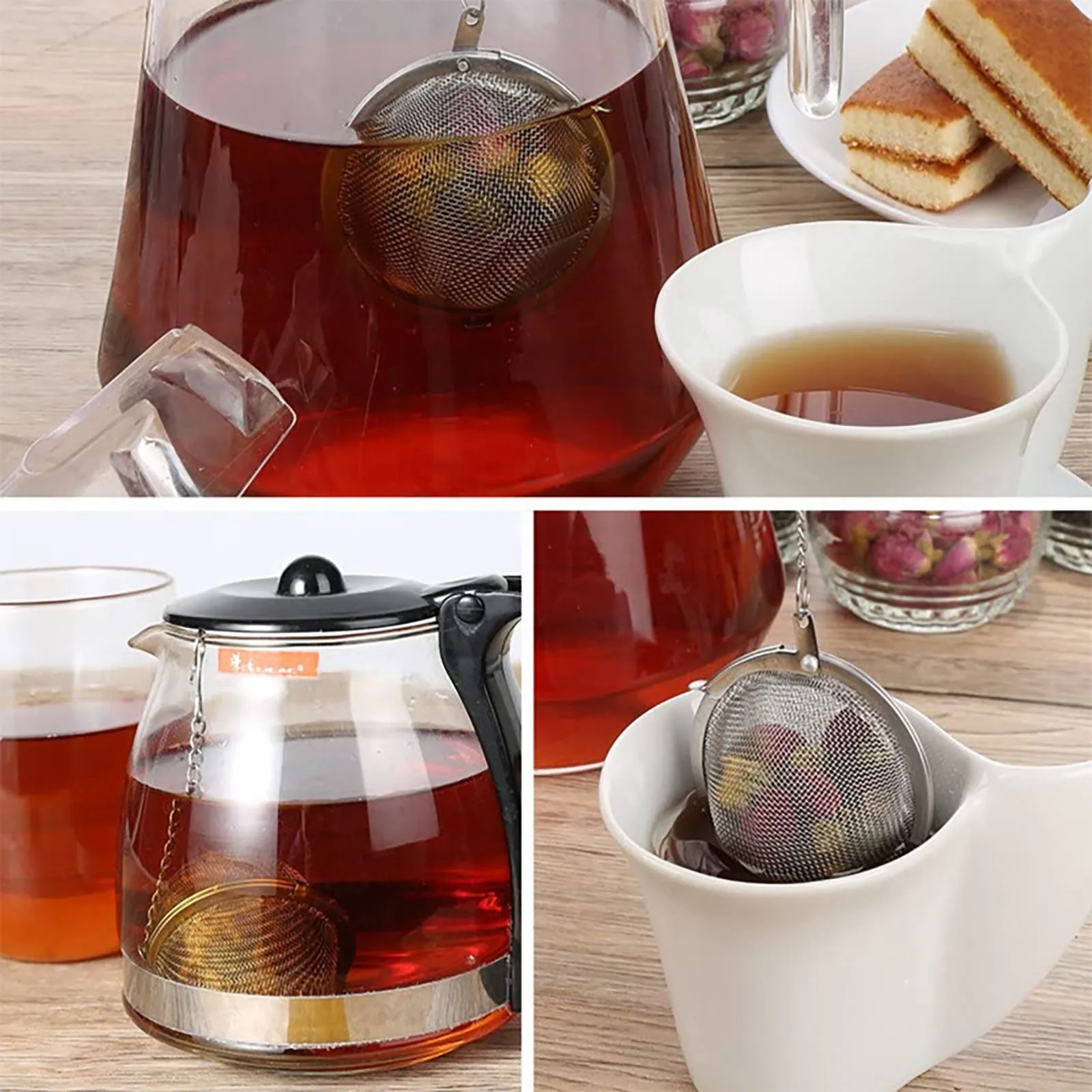 2pcs Stainless Steel Tea Ball Loose Leaf Tea Strainer 2.3 inch Extra Fine Mesh Tea Interval Diffuser With Extended Chain Hook
2pcs Stainless Steel Tea Ball Loose Leaf Tea Strainer 2.3 inch Extra Fine Mesh Tea Interval Diffuser With Extended Chain Hook