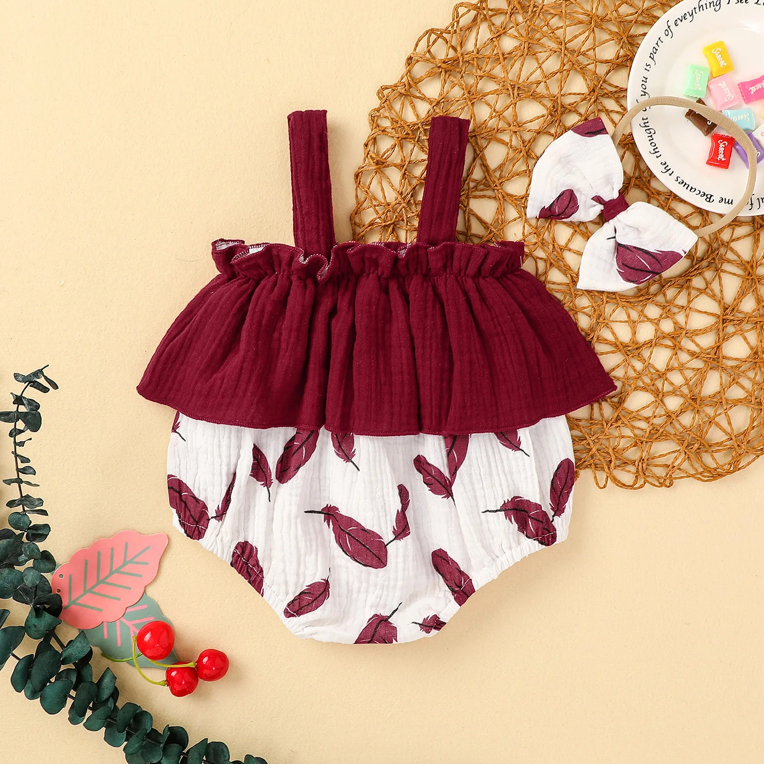 0-24M Baby Girls Two-piece Clothes Set Wine Red Boat Neck Sleeveless Romper and Headdress
0-24M Baby Girls Two-piece Clothes Set Wine Red Boat Neck Sleeveless Romper and Headdress