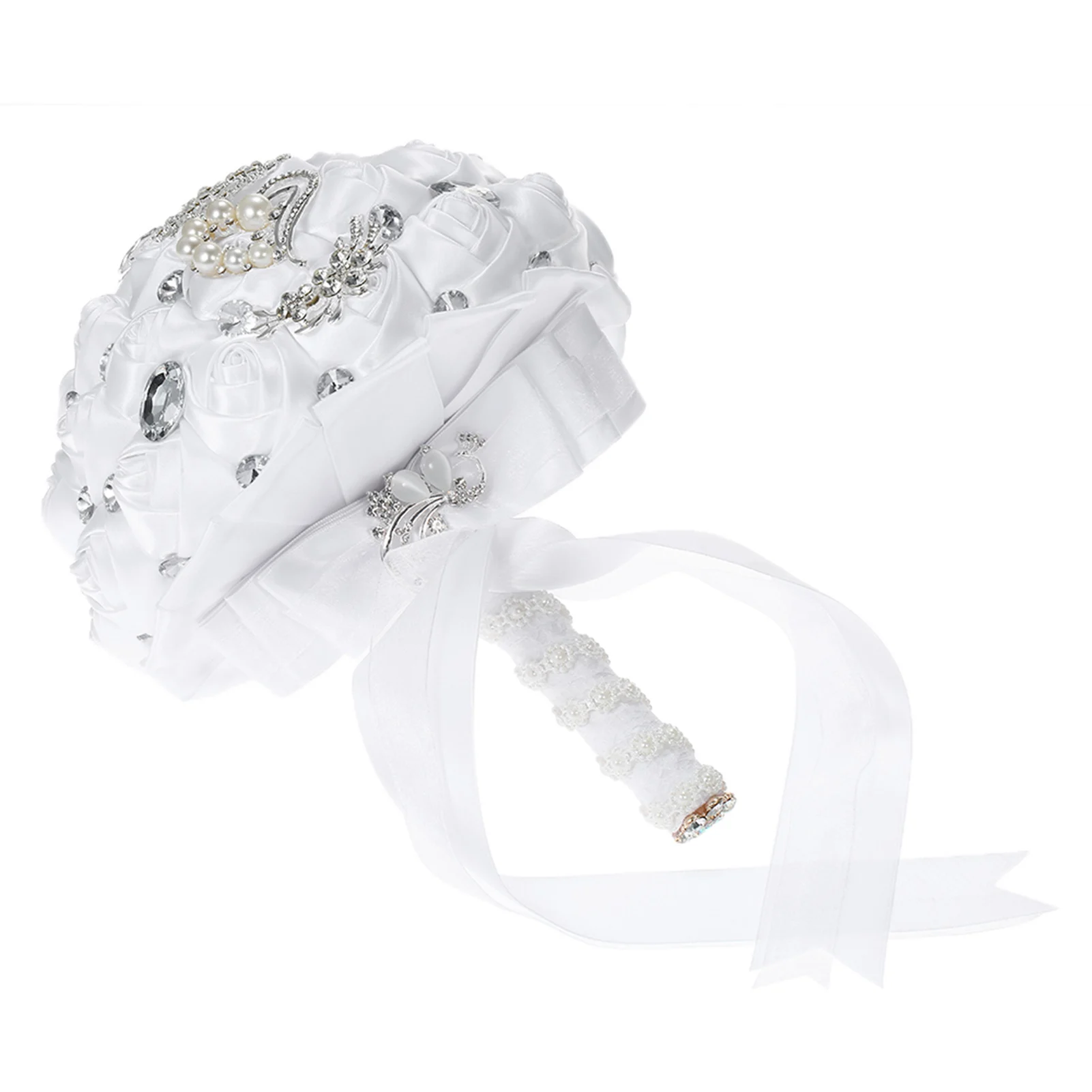 Handmade Wedding Brooch Rhinestone Bridal Bouquet Satin Rose Flower with Artificial Pearls Decorated for Bride Wedding Supplies 
Handmade Wedding Brooch Rhinestone Bridal Bouquet Satin Rose Flower with Artificial Pearls Decorated for Bride Wedding Supplies