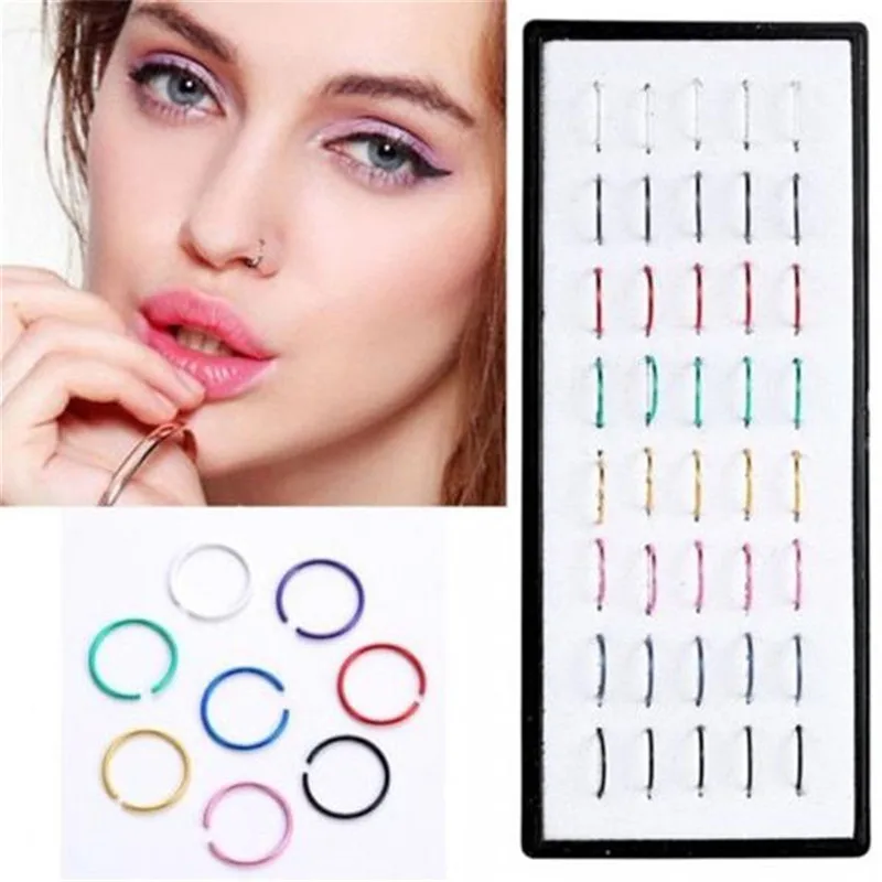 New 40PCS/Lot 8x0.5mm Fashion Stainless Steel Nose Piercing Nose Ring Hoop Lip Hoop Earrings Punk Hip hop Body Piercing Jewelry
New 40PCS/Lot 8x0.5mm Fashion Stainless Steel Nose Piercing Nose Ring Hoop Lip Hoop Earrings Punk Hip hop Body Piercing Jewelry