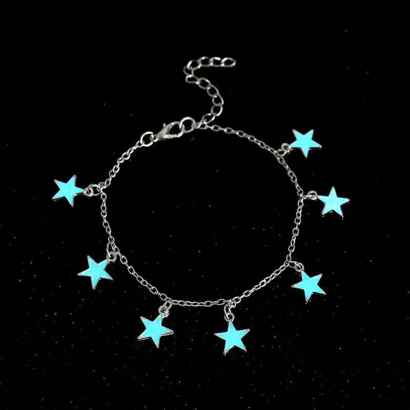 WANGAIYAO new fashion temperament blue luminous five-pointed star beach wind tassel silver-plated anklet feet jewelry women
WANGAIYAO new fashion temperament blue luminous five-pointed star beach wind tassel silver-plated anklet feet jewelry women