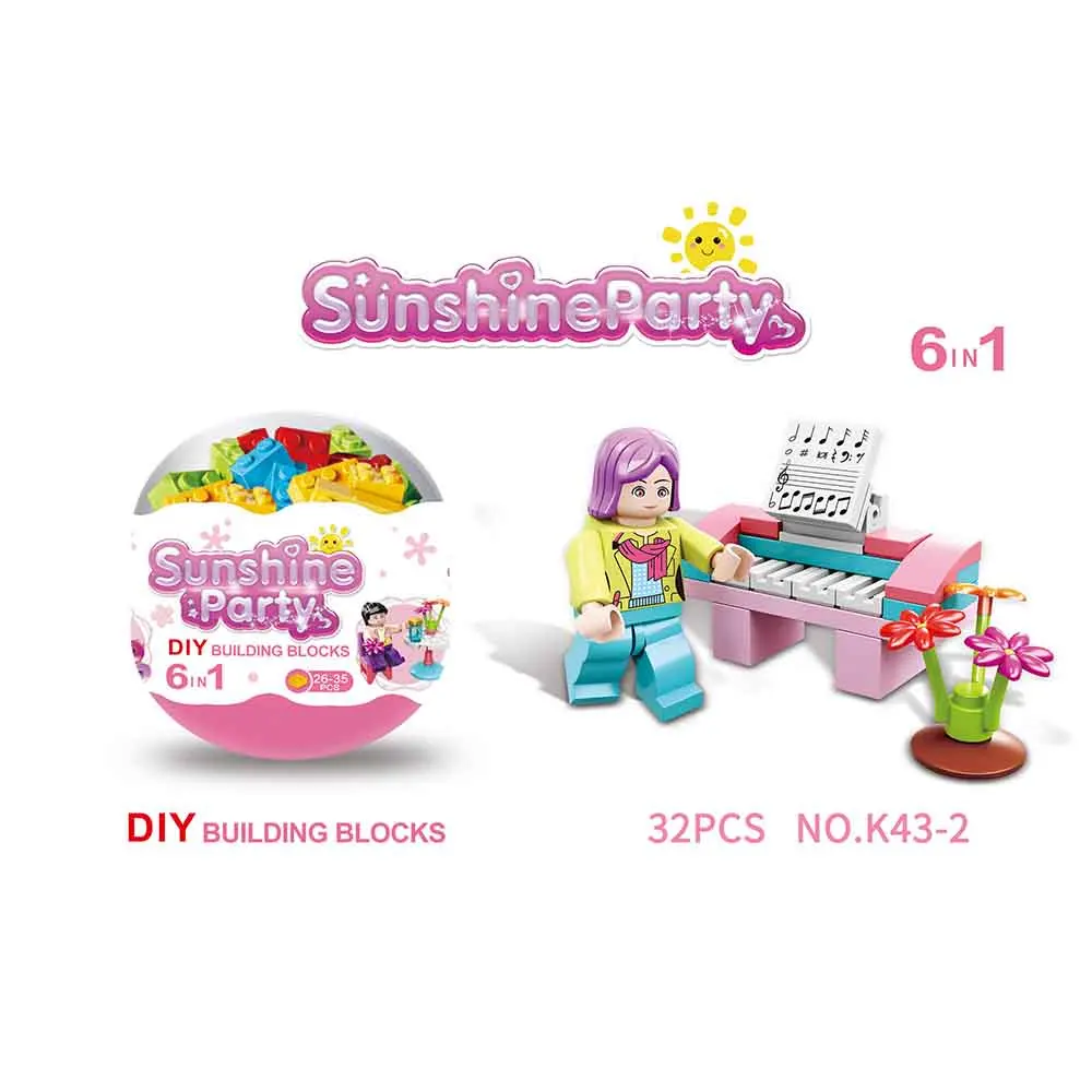 DIY 6 IN 1 Pink Girl Sunshine Party Building Blocks Capsule Egg Education Toy Gifts For Legoing Children 
DIY 6 IN 1 Pink Girl Sunshine Party Building Blocks Capsule Egg Education Toy Gifts For Legoing Children