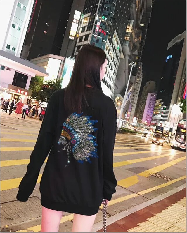 Women Hoodies Casual Rhinestones Pattern Sweatshirts Long Sleeve Streetwear Pullovers S-2XL 
Women Hoodies Casual Rhinestones Pattern Sweatshirts Long Sleeve Streetwear Pullovers S-2XL