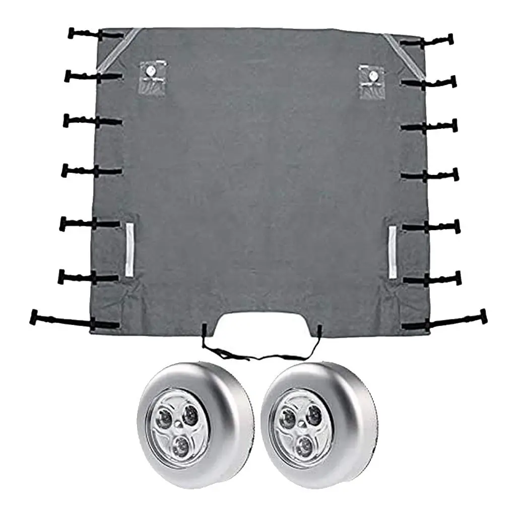 Heavy Duty Caravan Front Towing Cover Universal Protector Accessories with 2 LED Lights , 220x175cm, Gray
Heavy Duty Caravan Front Towing Cover Universal Protector Accessories with 2 LED Lights , 220x175cm, Gray