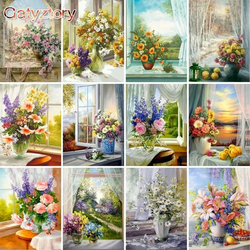 GATYZTORY Vase in front of the window DIY Painting By Numbers Flowers Colouring Zero Basis HandPainted Oil Painting Home Decor
GATYZTORY Vase in front of the window DIY Painting By Numbers Flowers Colouring Zero Basis HandPainted Oil Painting Home Decor
