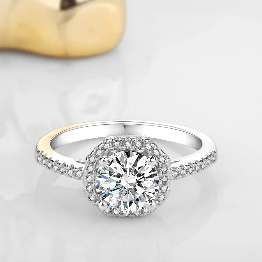

Роскошное женское белое свадебное кольцо, модное серебряное обручальное кольцо, изящное ювелирное изделие, Обещание любви, круглые обручал...