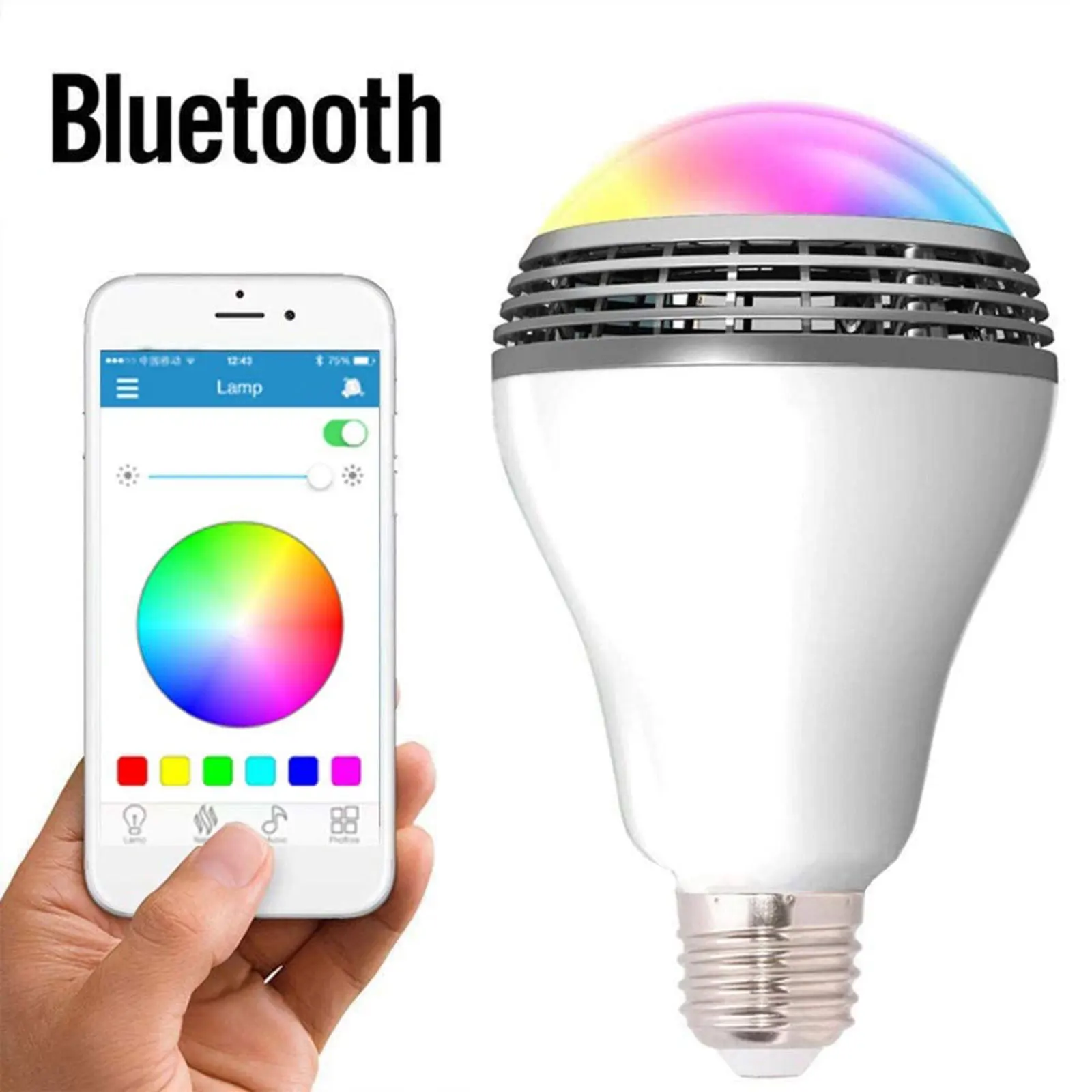 Bluetooth-пульт дистанционного управления, музыкальная шаровая лампа, Bluetooth-совместимая светодиодный ная лампа E27 RGBW, изменение цвета, синхрониз...
Bluetooth-пульт дистанционного управления, музыкальная шаровая лампа, Bluetooth-совместимая светодиодный ная лампа E27 RGBW, изменение цвета, синхрониз...