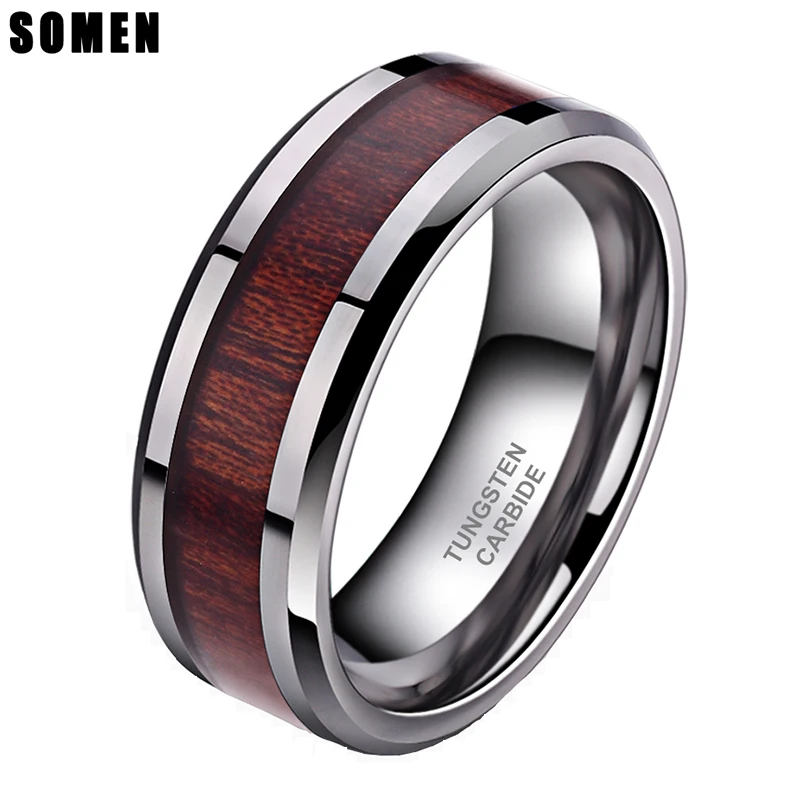Somen Ring Men 8mm Tungsten Carbide Ring Wood Inlay High Polished Edges Finished Wedding Ring Fashion Men Jewelry Anel Masculine
Somen Ring Men 8mm Tungsten Carbide Ring Wood Inlay High Polished Edges Finished Wedding Ring Fashion Men Jewelry Anel Masculine