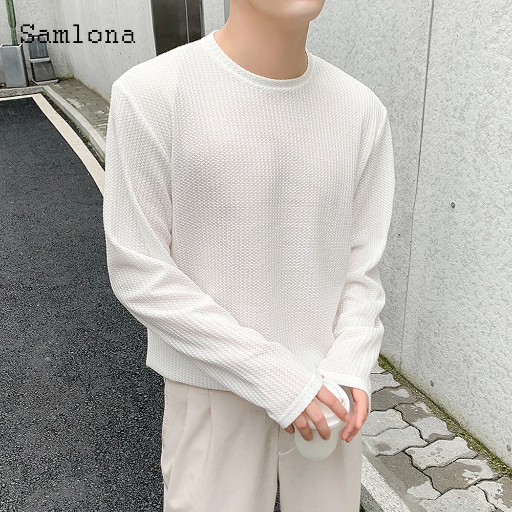 Samlona Mens Knitting Sweater Autumn New Leisure Casual Shirts Long Sleeve Top Pullovers Sweaters Oversized Men Clothing 2021
Samlona Mens Knitting Sweater Autumn New Leisure Casual Shirts Long Sleeve Top Pullovers Sweaters Oversized Men Clothing 2021