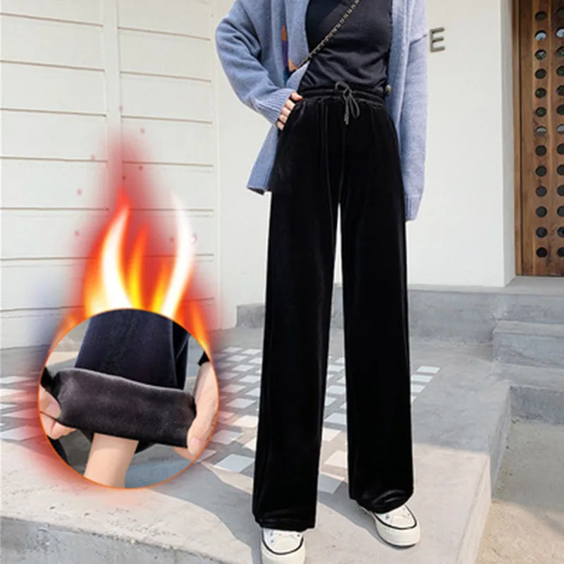 Warm Fleece Wide Leg Pants Korean Fashion Women's Pants Harajuku Sweatpants Trouser Urban Winter Autumn Za 2021 Women's Clothing
Warm Fleece Wide Leg Pants Korean Fashion Women's Pants Harajuku Sweatpants Trouser Urban Winter Autumn Za 2021 Women's Clothing
