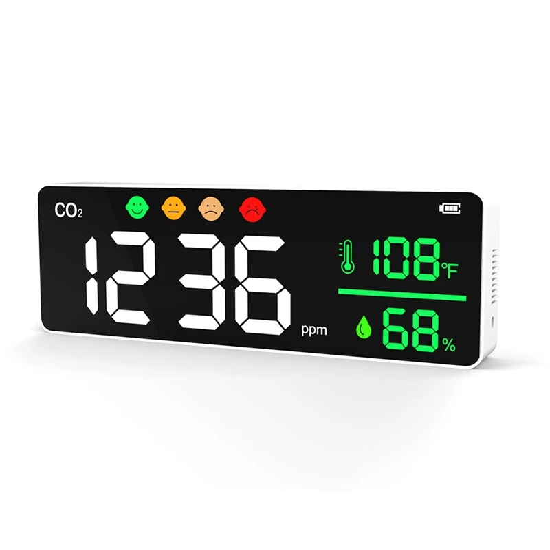 CO2 Meter Digital Temperature Humidity Sensor LCD Display Tester Air Quality Monitor Wall Mount CO2 Detector Alarm
CO2 Meter Digital Temperature Humidity Sensor LCD Display Tester Air Quality Monitor Wall Mount CO2 Detector Alarm