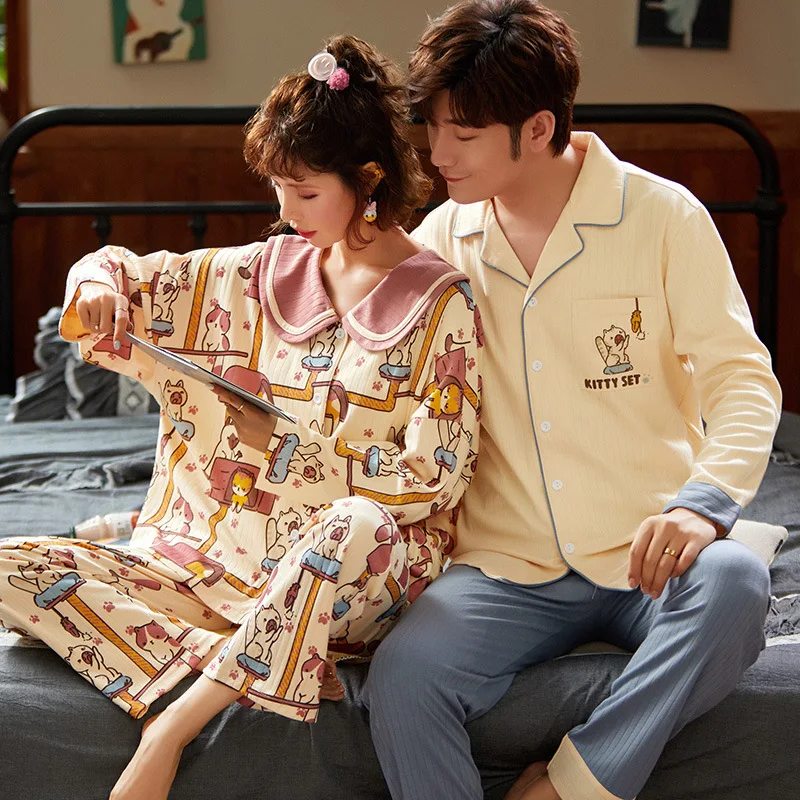 Autumn Winter Couple Pajamas Cotton Women Pajama Set Long-Sleeve Casual Men Pyjamas Plus Size Pijamas Cute Elephant Sleepwear
Autumn Winter Couple Pajamas Cotton Women Pajama Set Long-Sleeve Casual Men Pyjamas Plus Size Pijamas Cute Elephant Sleepwear