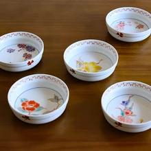 writer hand-painted imported from Japan four seasons flower grain ceramic small pot soup bowl dish high-grade tableware