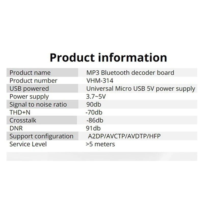 HOT-Micro-USB VHM-314 Bluetooth Audio Receiver Board Bluetooth 4.1 5.0 Mp3 Lossless Decoder Stereo Music Module(2-Pack)
HOT-Micro-USB VHM-314 Bluetooth Audio Receiver Board Bluetooth 4.1 5.0 Mp3 Lossless Decoder Stereo Music Module(2-Pack)