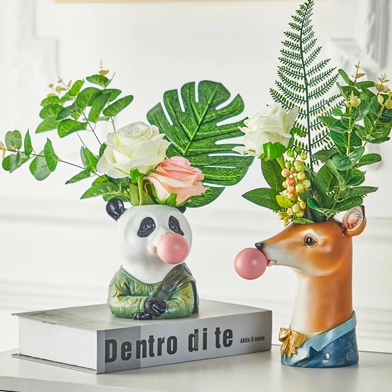 GFLOWERS Resin cartoon animal head vase succulent flower pot coffee showcase blowing bubbles simulation animal vase decoration
GFLOWERS Resin cartoon animal head vase succulent flower pot coffee showcase blowing bubbles simulation animal vase decoration