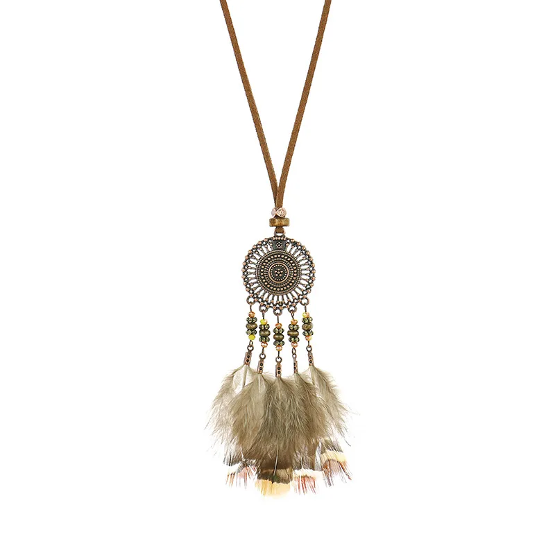 Vintage Bohemia Feather Pendant Necklace For Men Women Dreamcatcher Retro Indian Rope Chain Sweater Necklace Classic Jewelry
Vintage Bohemia Feather Pendant Necklace For Men Women Dreamcatcher Retro Indian Rope Chain Sweater Necklace Classic Jewelry